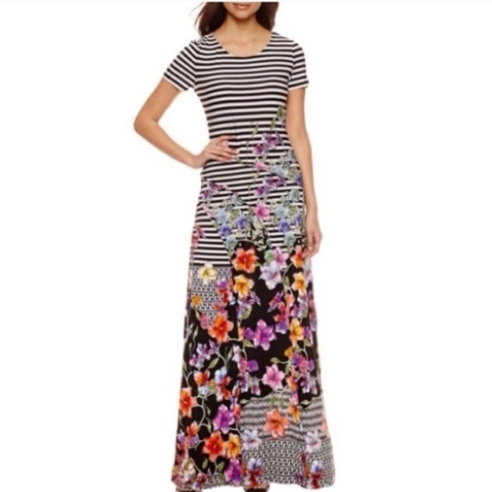 Striped Floral Maxi Dress - Picture 6 of 8